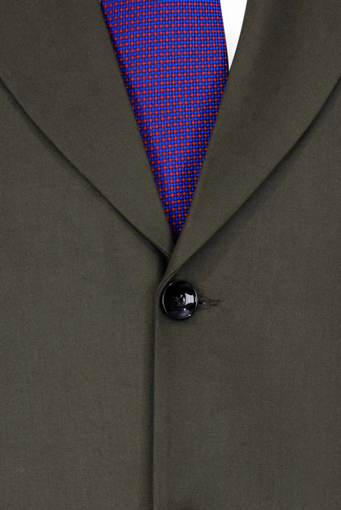Olive green two piece suit for men