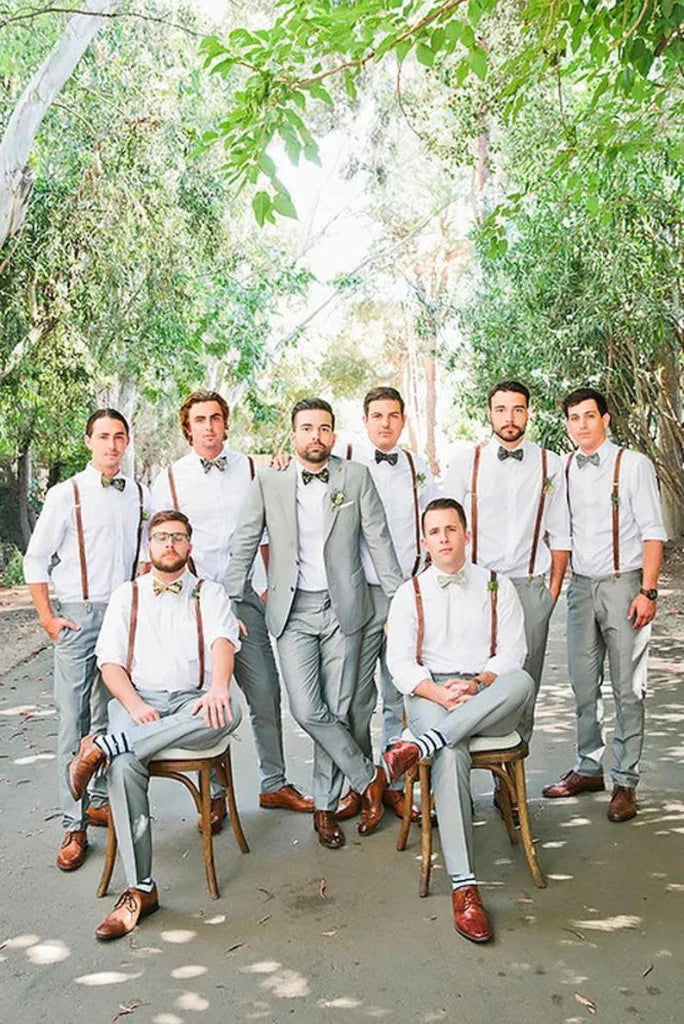 Men groomsmen grey suit-fornt