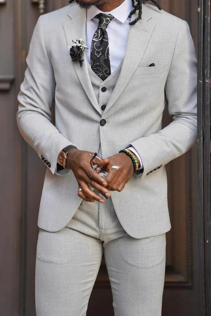 Grey three piece wedding wear suit