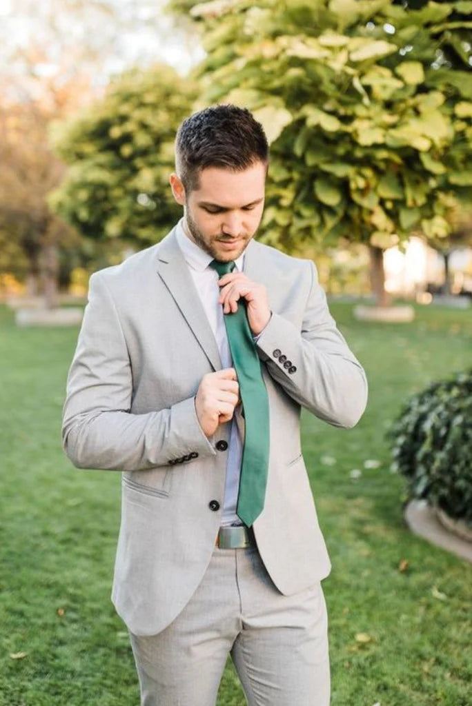 Men light grey partywear suit-