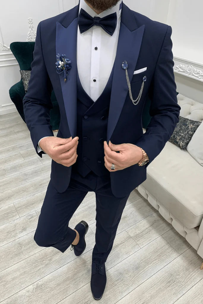 Navy blue two piece suit