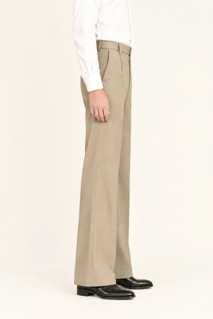 Men Beige Pleated Trouser-Side