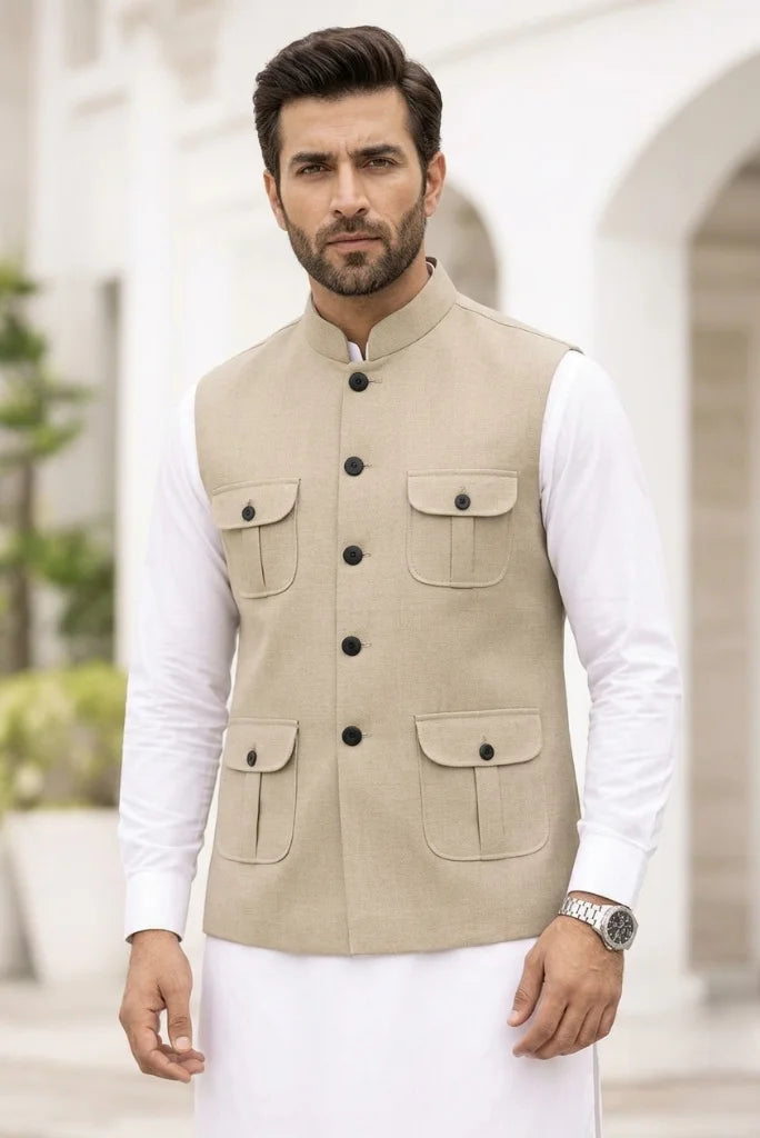 Men_s_beige_Nehru_jacket_four_front_pockets 