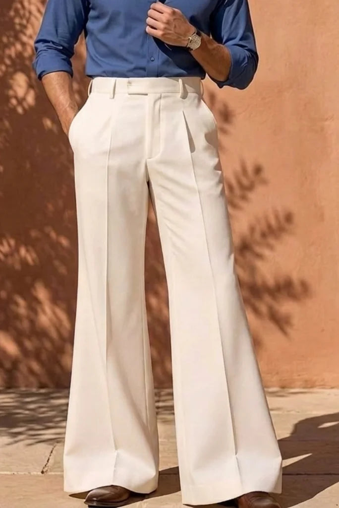 Men Off White Retro Wide Leg Trouser - Back