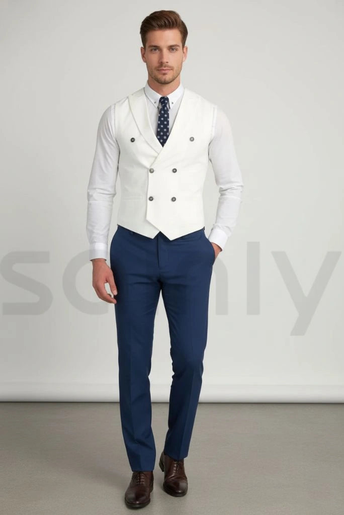 Men white waistcoat-front