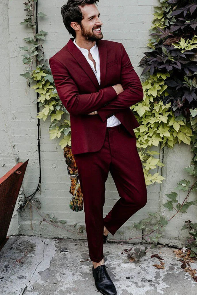 Men wine three piece formal-front