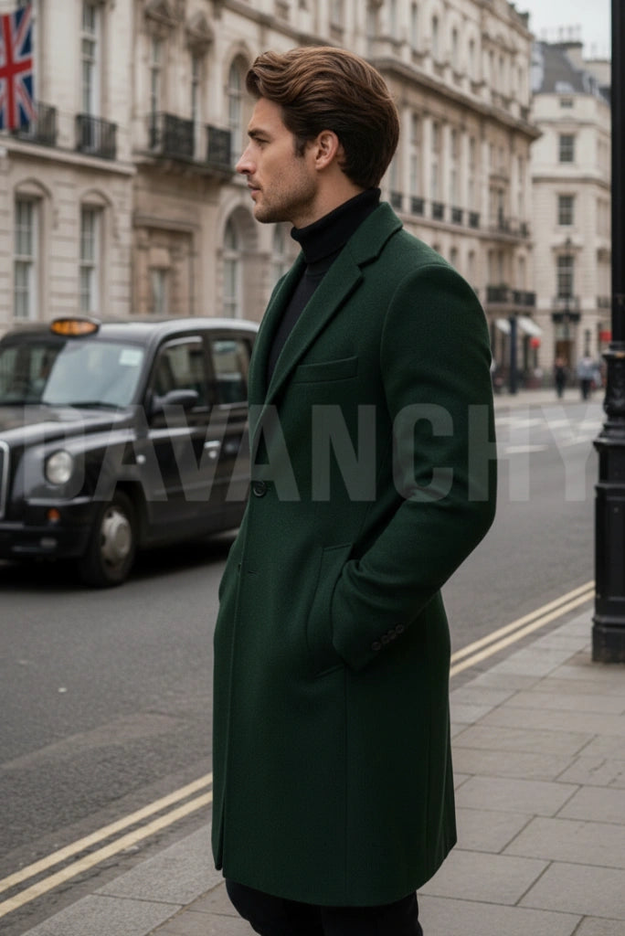 Premium Winter Wear Green Coat for Men-Side