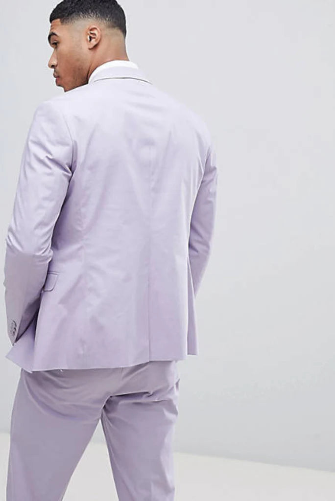 Men light lavender purple suit set for formal occasions-back