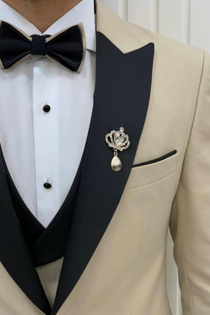 Beige men’s three piece suit for party and events