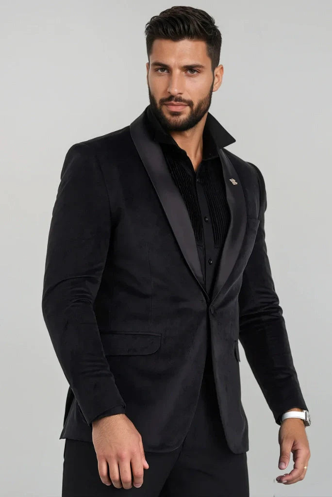 Men’s velvet tailored blazer for party celebrations-side
