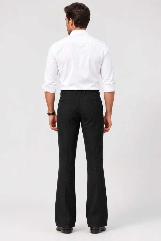 Mens Black Tweed Vintage Winter Wear Trouser Back