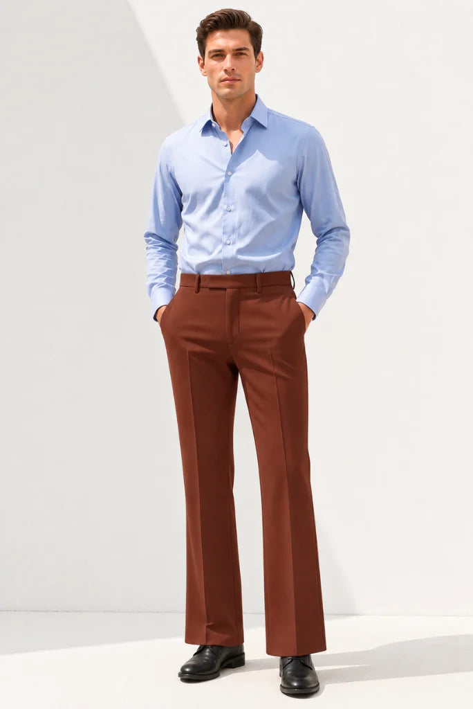 Men Rust Bootcut Vintage Trouser Front