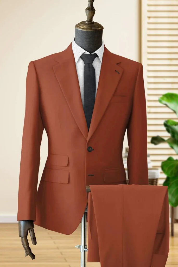 Men Rust Two-Piece Suit | Perfect For Wedding And Prom Events