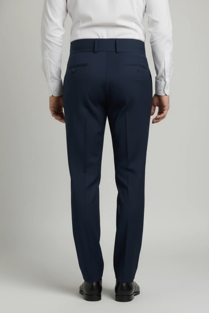 Smart Casual Navy Blue Gurkha Pant-Back