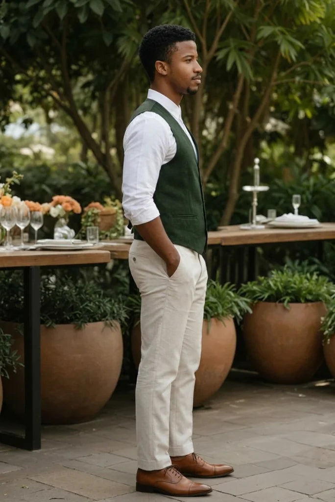 Olive_green_waistcoat_for_men_side_view
