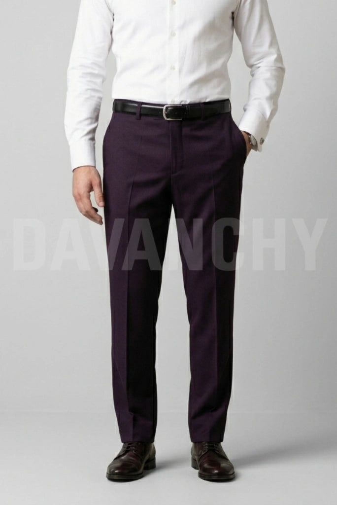 Men Purple Formal Pant-Front