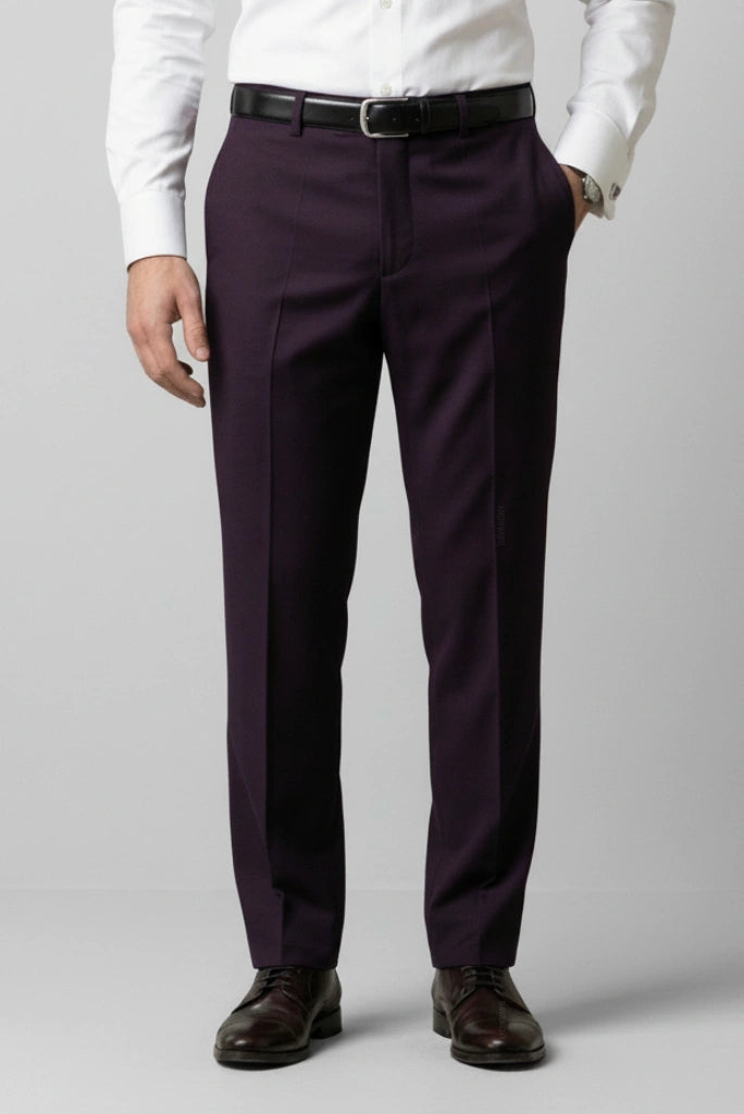 Men Premium Readymade Formal Pant Purple-Front