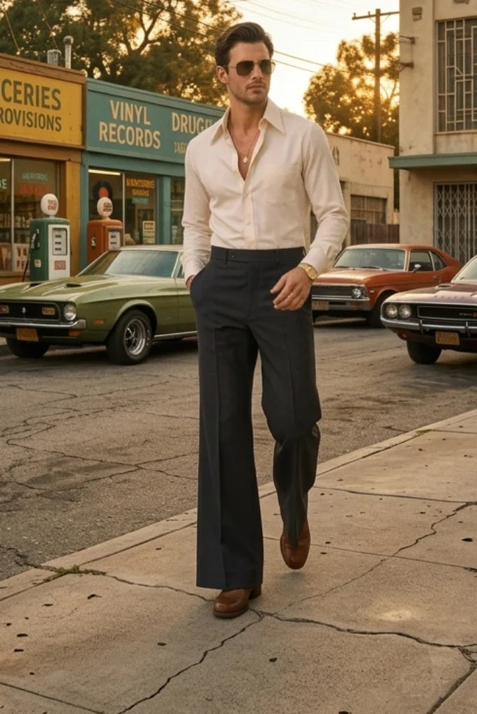 Retro Indian-style Wide Leg Trousers For Man Walk View
