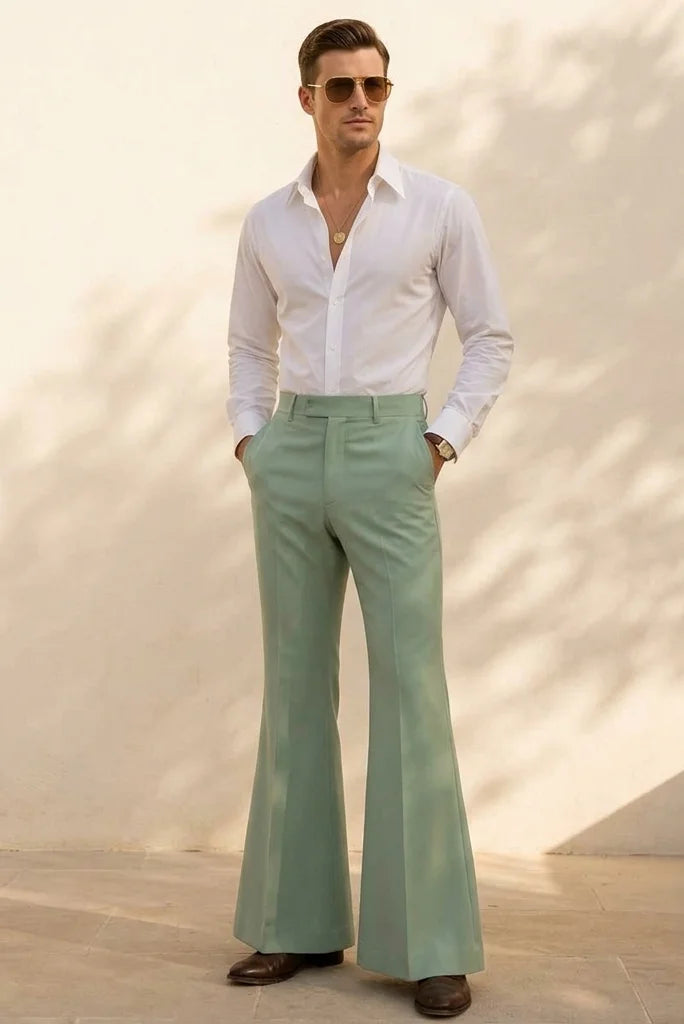 Sage_Green_Bell_Bottom_Dress_Pants_front