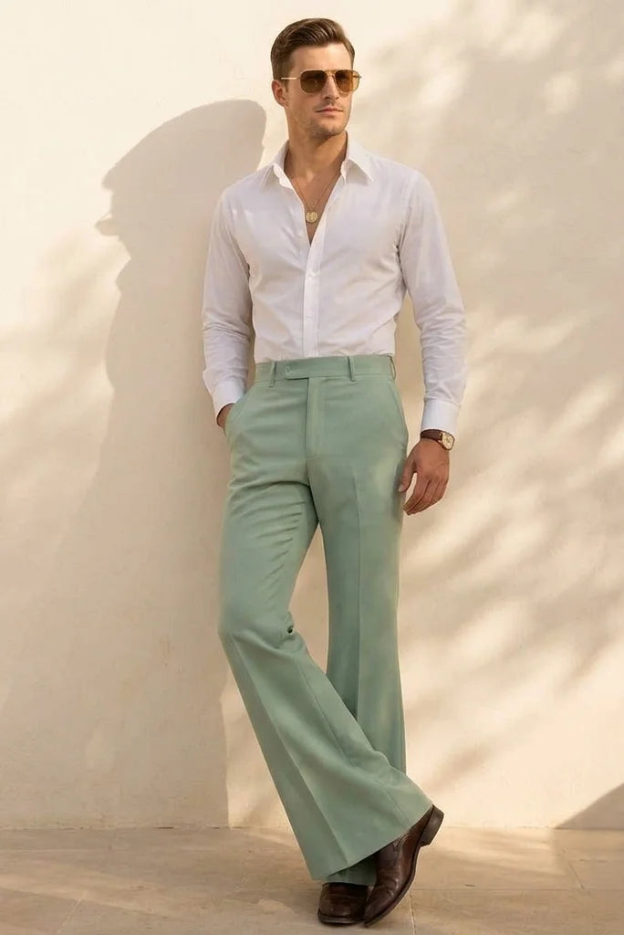 Sage_Green_Bell_Bottom_Pants_Retro_1970s_Fashion