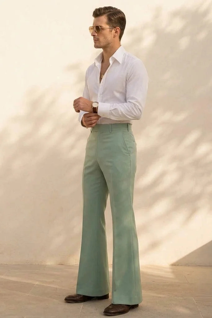 Sage_Green_Bell_Bottom_Pants_Retro_1970s_Fashion_side
