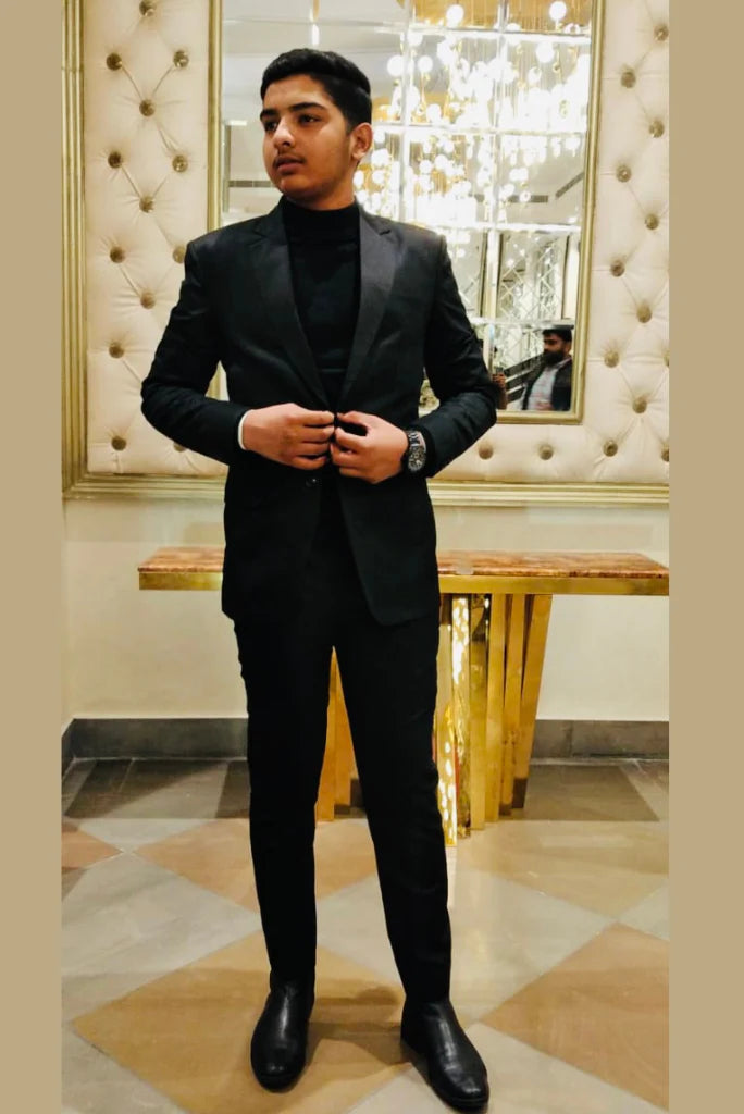 Men black two piece suit