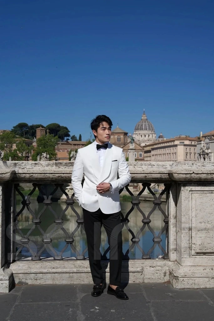 Elegant white suit perfect for formal parties or receptions-side