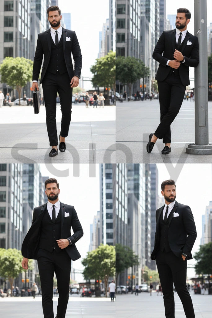 Classic black three piece suit  
