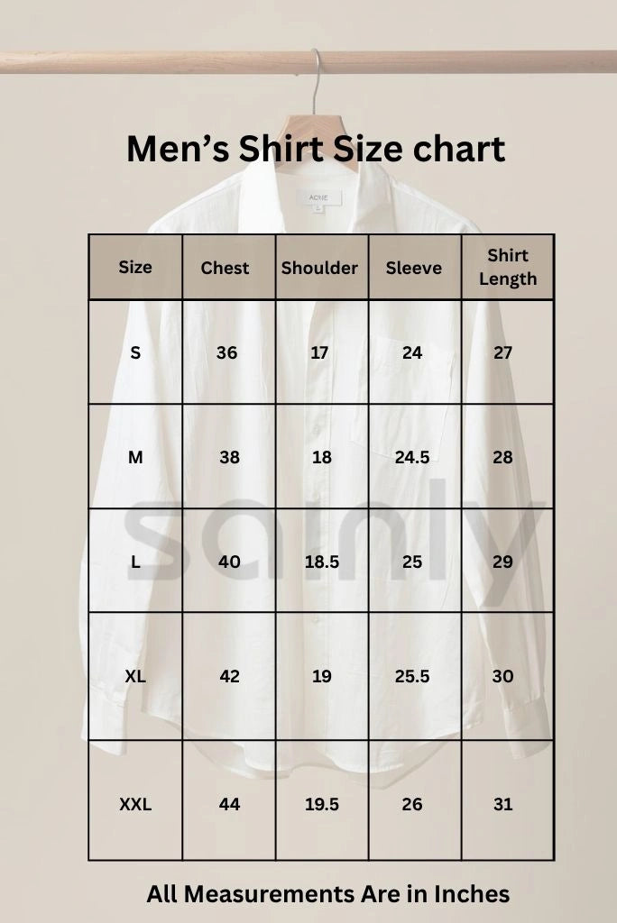Men Shirt Size Chart By Sainly
