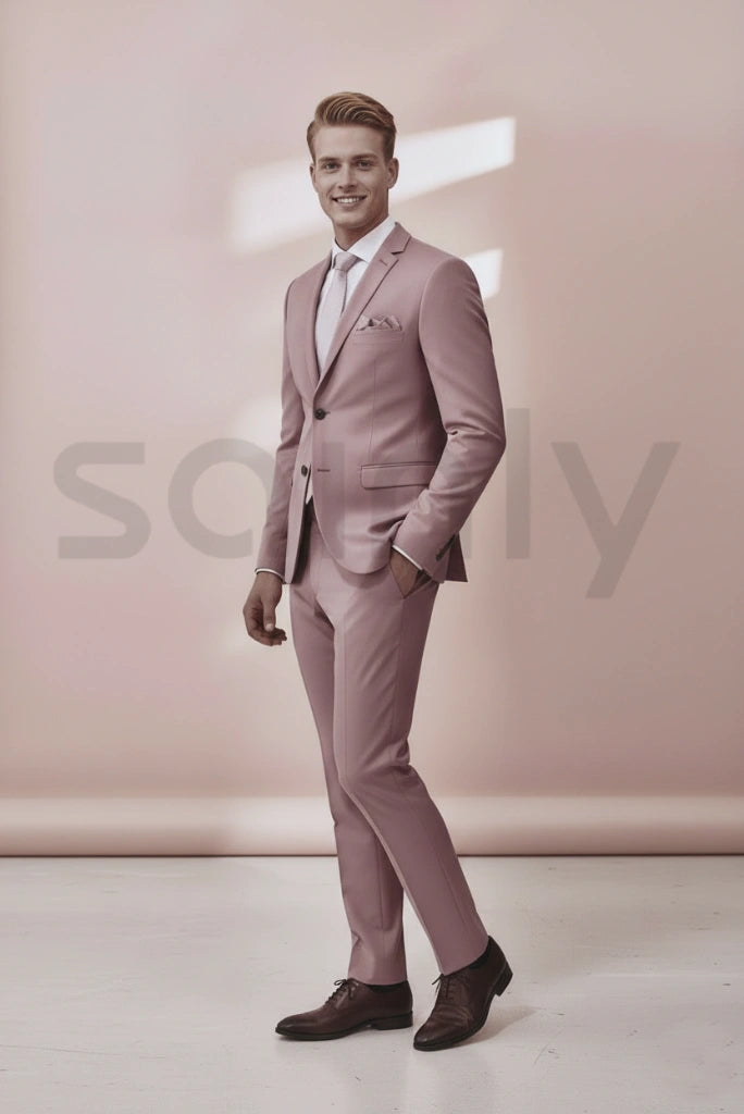 Dusty Rose Two-Piece Suit for Men (side)