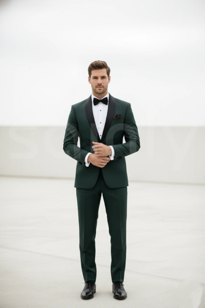 Sainly_Mens_Hunter_Green_Two_Piece_Suit_Full_Front