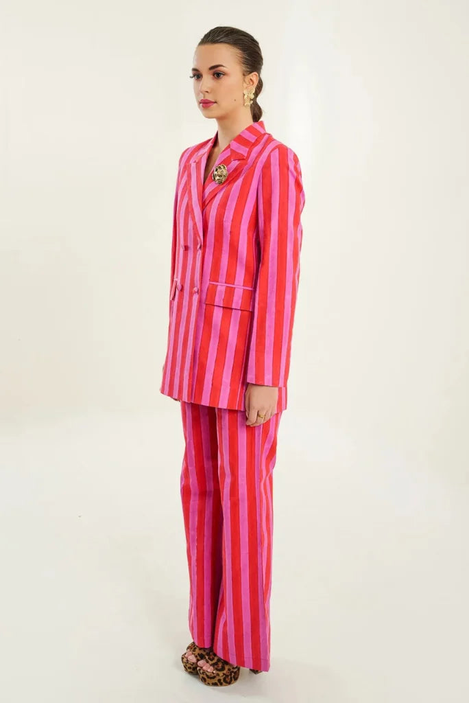 Trendy women red and pink coordinated set for outings-side
