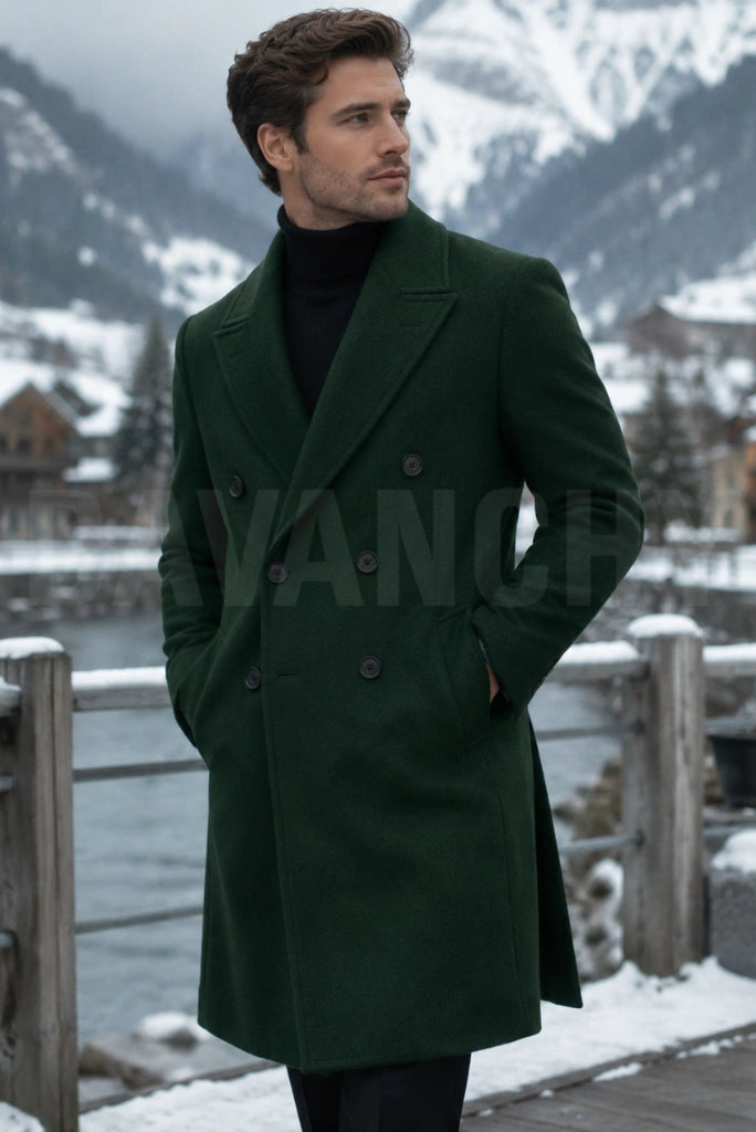 Men Emerald Green Coat-Front