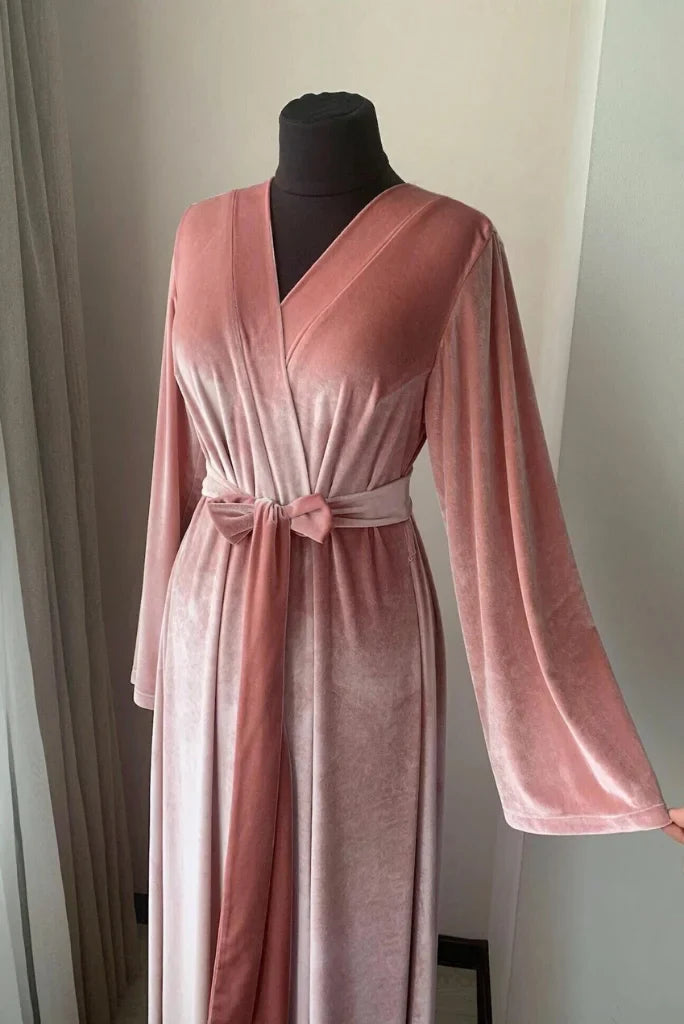 WomenDeepPinkVelvetRobe-Front