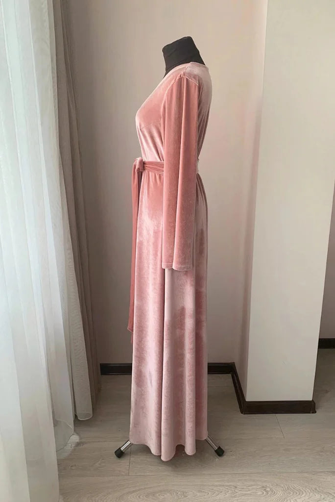 WomenDeepPinkVelvetRobe-side