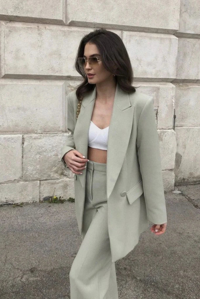 Sage green suit for women
