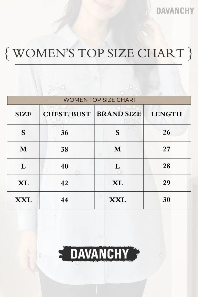 DAVANCHY Women Top Size Chart