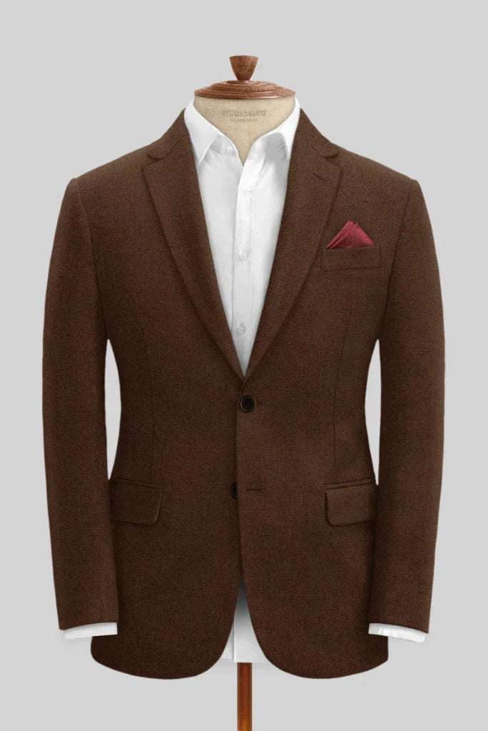 Men rust tweed blazer-front