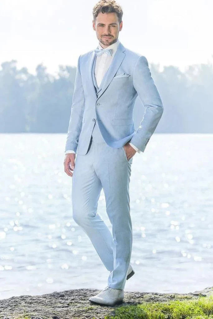 men sky blue formal wear wedding suit for men-Front