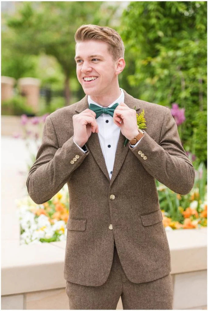 men tweed winter three piece suit-Front