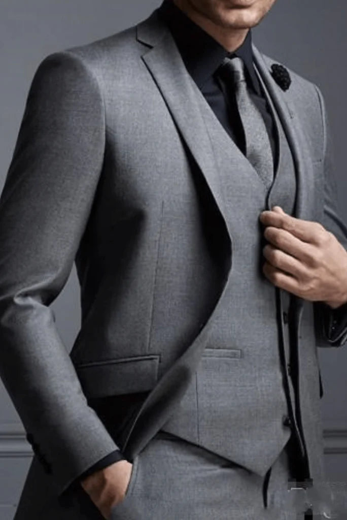 men three piece formal wedding suit-Front