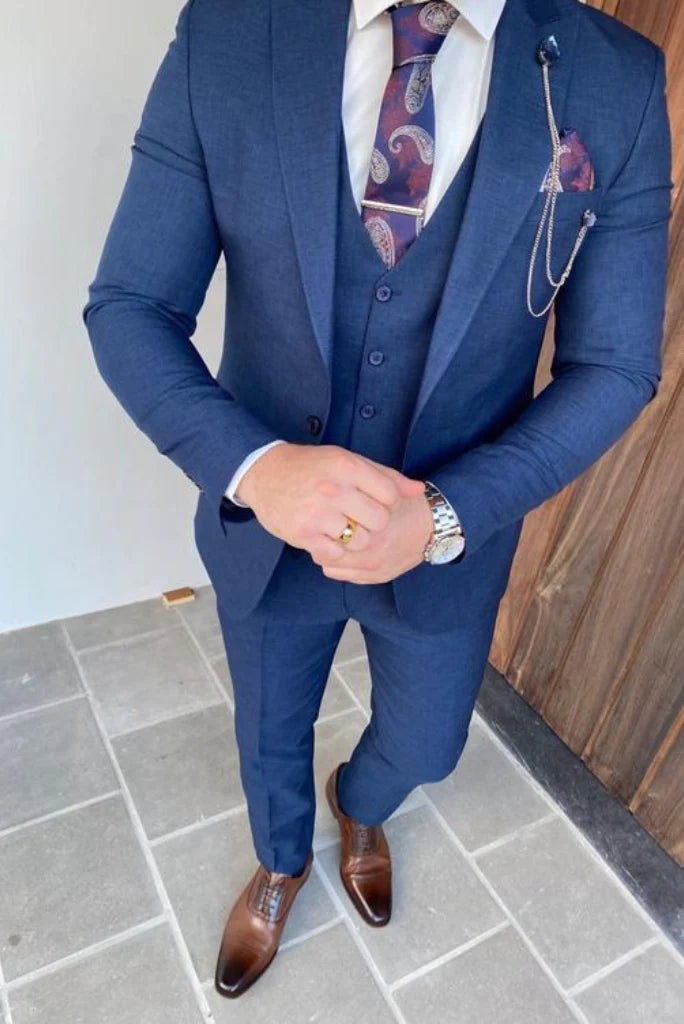 groomsmen three piece luxury suit for men-Front