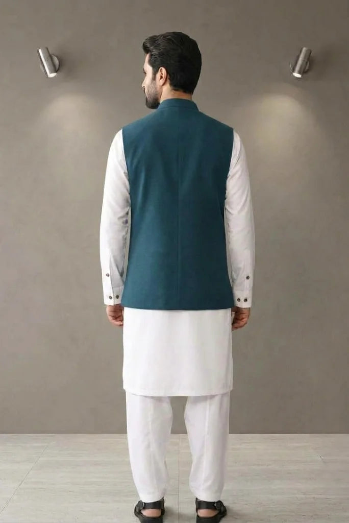 tweed waistcoat for men, Nehru jacket for men, koti for men back view